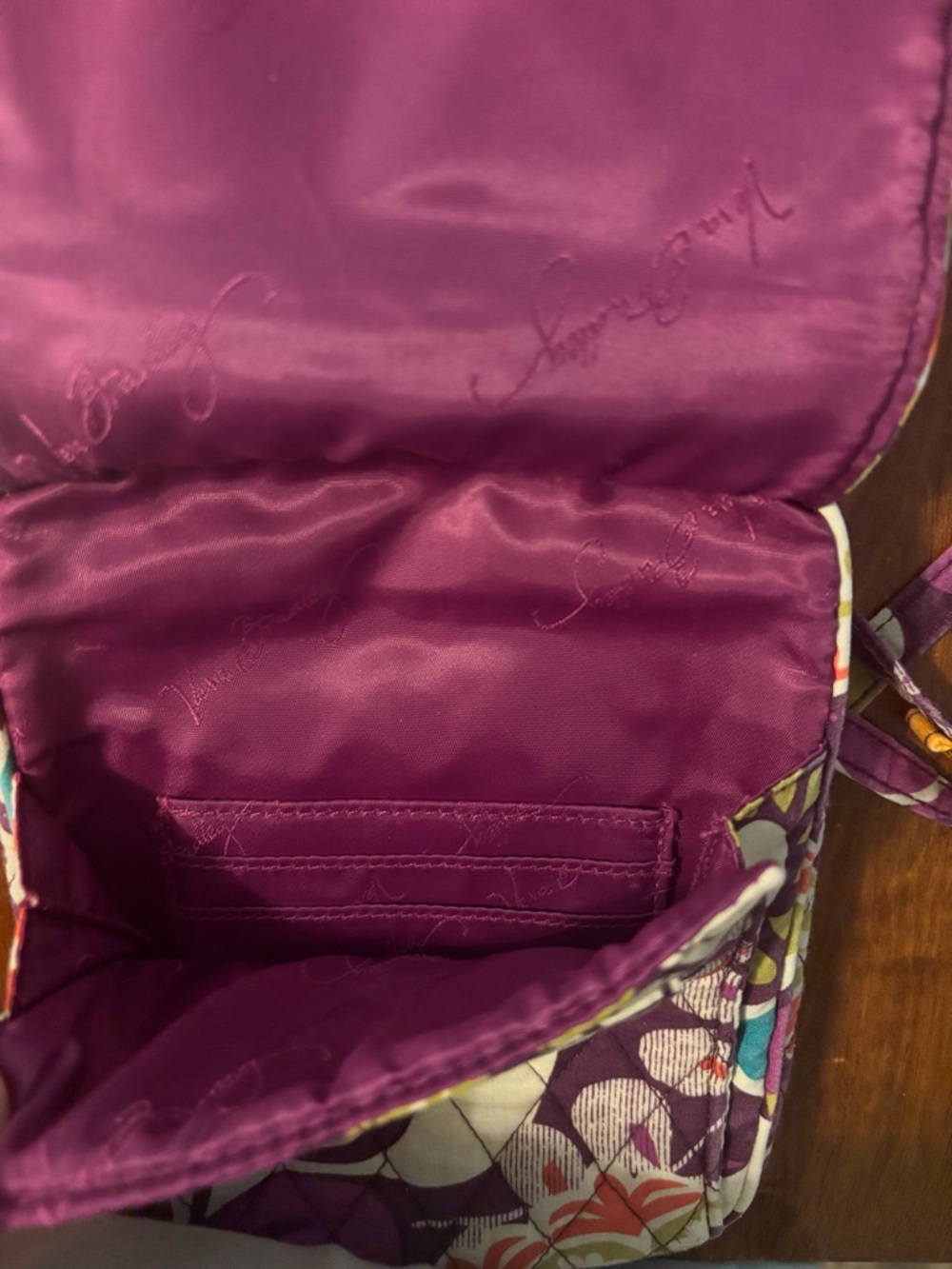 Vera Bradley Mini Hipster Crossbody purse in the Plum Crazy pattern - Picture 5 of 7
